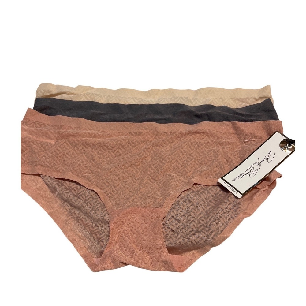 Marilyn Monroe 3 Pack No Show Panties Geometric Textured Seamless Briefs Large